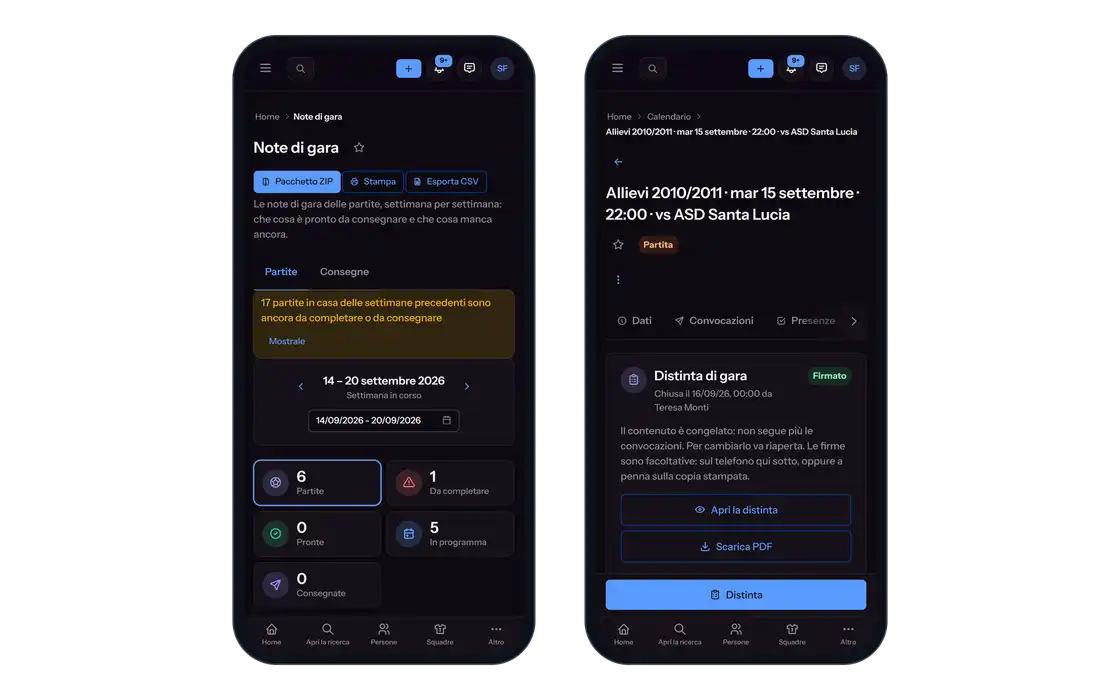 La partita si prepara e si chiude dal telefono